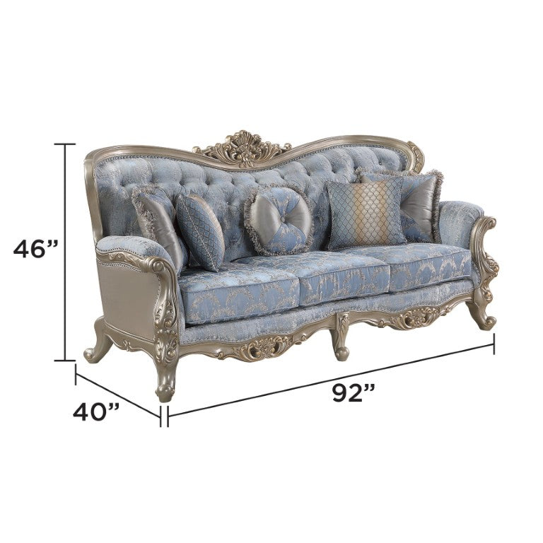 English Elm Royale Traditional Sofa and Loveseat Set with Damask Upholstery and Gold Carved Frame 2PC B009S02365