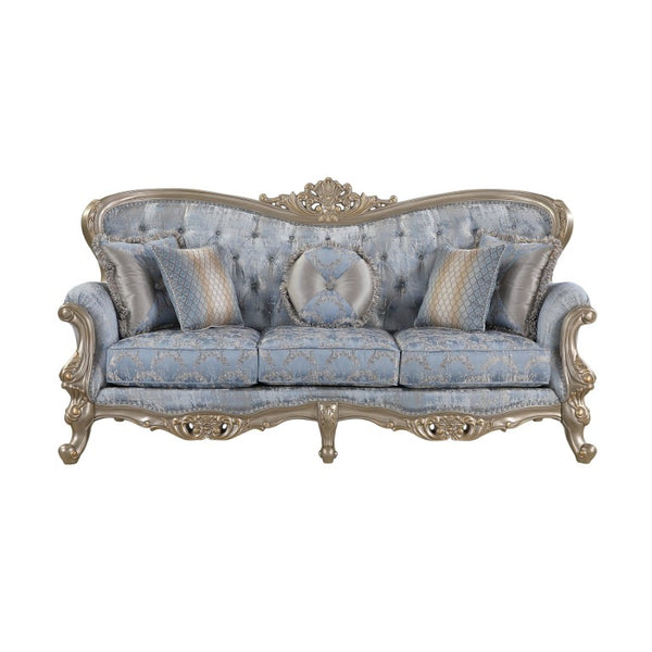 English Elm Royale Traditional Sofa and Loveseat Set with Damask Upholstery and Gold Carved Frame 2PC B009S02365