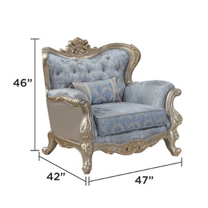 English Elm Royale Traditional Sofa and Loveseat Set with Damask Upholstery and Gold Carved Frame 3PC B009S02366
