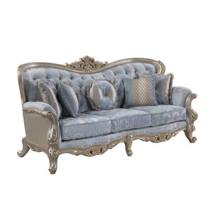 English Elm Royale Traditional Sofa and Loveseat Set with Damask Upholstery and Gold Carved Frame 3PC B009S02366