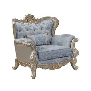 English Elm Royale European Damask 5 Piece Living Room Set with Carved Gold Frames and Marble Tops B009S02367