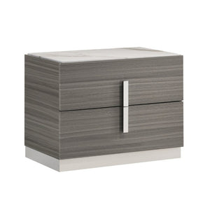 English Elm Altima King Bedroom Set LED Headboard Marble Accents Gray Maple Lacquer Finish B009S02371