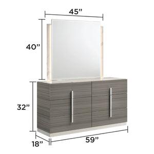 English Elm Altima King Bedroom Set LED Headboard Marble Accents Gray Maple Lacquer Finish B009S02371