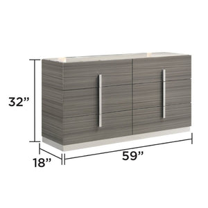 English Elm Altima King Bedroom Set LED Headboard Marble Accents Gray Maple Lacquer Finish B009S02371