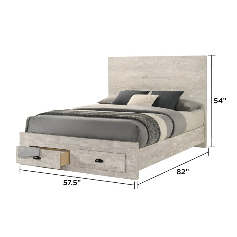 English Elm Montana Full Size Storage Bed with Drawers Panel Headboard Farmhouse Style Natural B009S02382