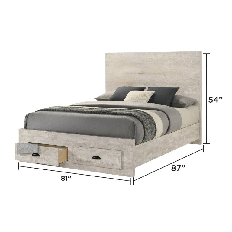 English Elm Montana King Panel Storage Bed Warm Oak Finish Two Drawers Modern Bedroom Frame Natural B009S02384