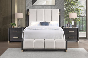 English Elm Clifton King Platform Bed Upholstered Frame with LED Lighting and USB Charging Ports B009S02401