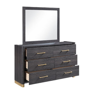 English Elm Clifton King Bedroom Set with LED Lighting USB Charging and Upholstered Platform Bed B009S02404