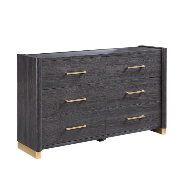 English Elm Clifton King Bedroom Set with LED Lighting USB Charging and Upholstered Platform Bed B009S02404