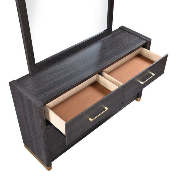 English Elm Clifton King Bedroom Set with LED Lighting USB Charging and Upholstered Platform Bed B009S02404