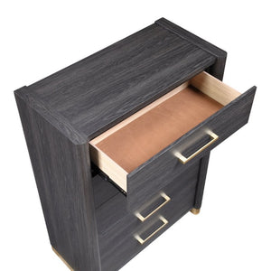 English Elm Clifton King Bedroom Set with LED Lighting USB Charging and Upholstered Platform Bed B009S02404