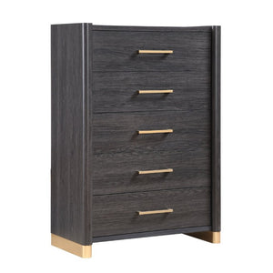 English Elm Clifton King Bedroom Set with LED Lighting USB Charging and Upholstered Platform Bed B009S02404