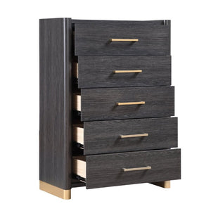 English Elm Clifton King Bedroom Set with LED Lighting USB Charging and Upholstered Platform Bed B009S02404