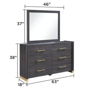 English Elm Clifton King Bedroom Set with LED Lighting USB Charging and Upholstered Platform Bed B009S02404