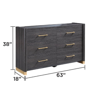English Elm Clifton King Bedroom Set with LED Lighting USB Charging and Upholstered Platform Bed B009S02404