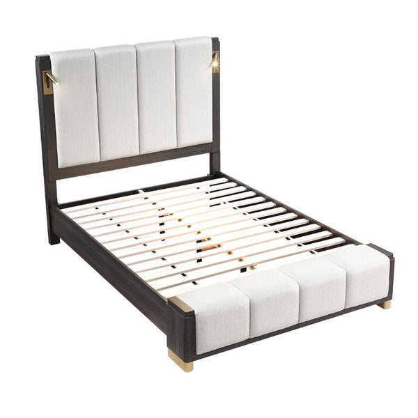 English Elm Clifton King Bedroom Set with LED Lighting USB Charging and Upholstered Platform Bed B009S02404