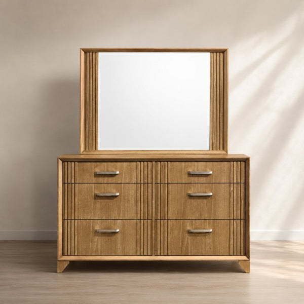 English Elm Hugo King Bedroom Set with Upholstered Headboard Storage Bed and Natural Wood Finish B009S02412