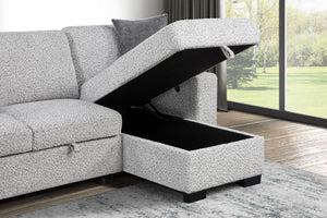 English Elm Buzz Sleeper Sectional with Storage Chaise Usb Ports Console Arm Gray Fabric B009S02413