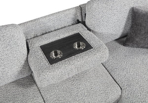 English Elm Buzz Sleeper Sectional with Storage Chaise Usb Ports Console Arm Gray Fabric B009S02413