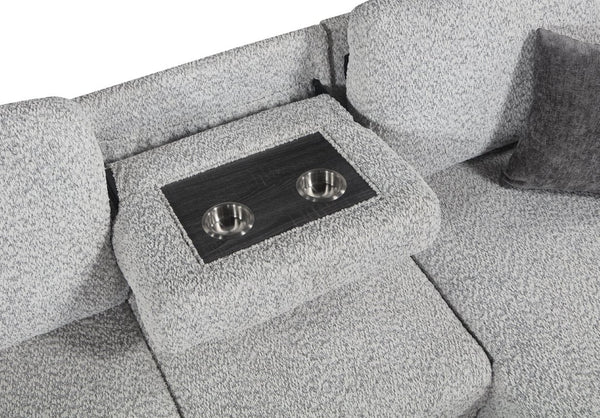 English Elm Buzz Sleeper Sectional with Storage Chaise Usb Ports Console Arm Gray Fabric B009S02413
