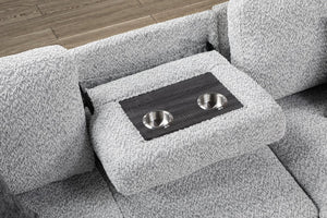 English Elm Buzz Sleeper Sectional with Storage Chaise Usb Ports Console Arm Gray Fabric B009S02413