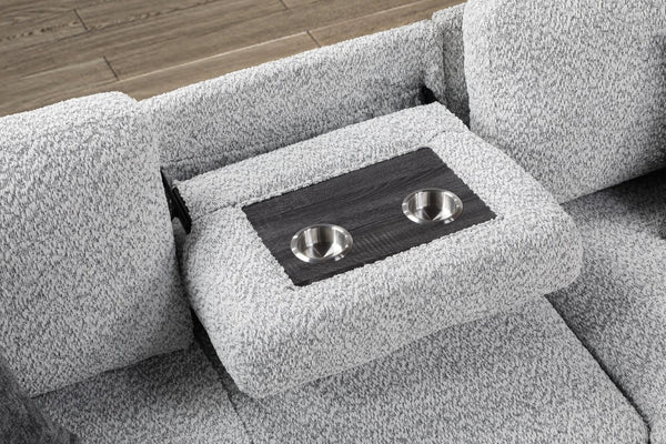 English Elm Buzz Sleeper Sectional with Storage Chaise Usb Ports Console Arm Gray Fabric B009S02413