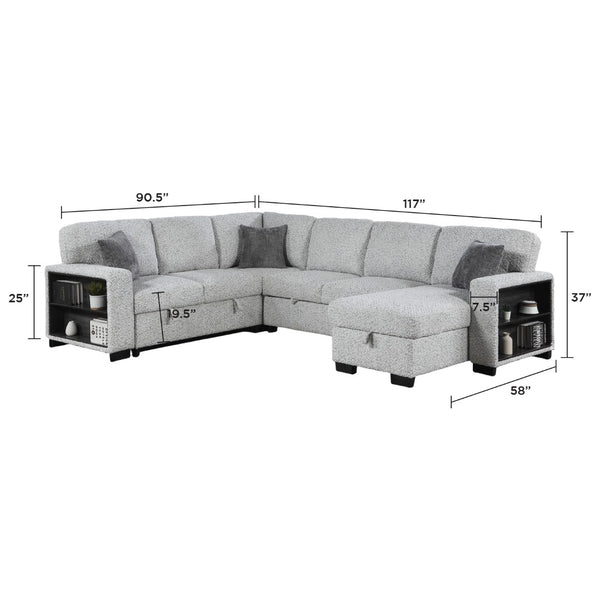 English Elm Giza Bouclé Modular Sectional with Sleeper Storage and Usb Charging for Modern Living B009S02414