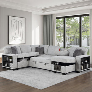 English Elm Giza Bouclé Modular Sectional with Sleeper Storage and Usb Charging for Modern Living B009S02414