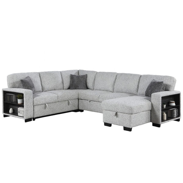 English Elm Giza Bouclé Modular Sectional with Sleeper Storage and Usb Charging for Modern Living B009S02414