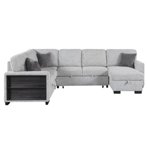 English Elm Giza Bouclé Modular Sectional with Sleeper Storage and Usb Charging for Modern Living B009S02414