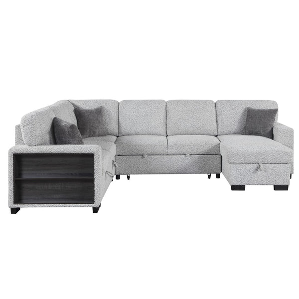 English Elm Giza Bouclé Modular Sectional with Sleeper Storage and Usb Charging for Modern Living B009S02414