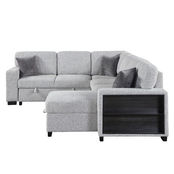 English Elm Giza Bouclé Modular Sectional with Sleeper Storage and Usb Charging for Modern Living B009S02414