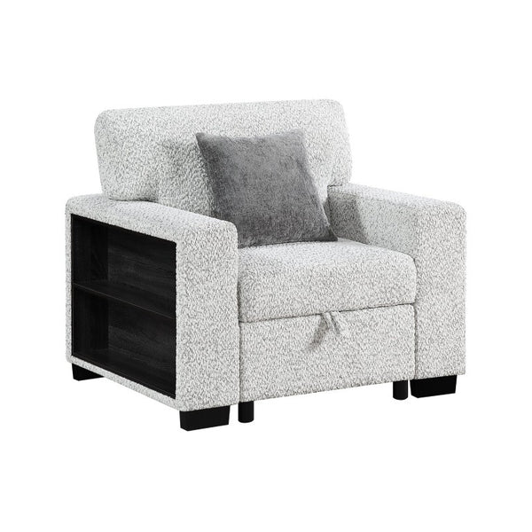 English Elm Prato Upholstered Accent Chair with Bookshelf Arms Hidden Storage and USB Port B009S02415