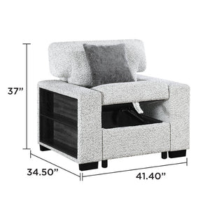 English Elm Prato Upholstered Accent Chair with Bookshelf Arms Hidden Storage and USB Port B009S02415