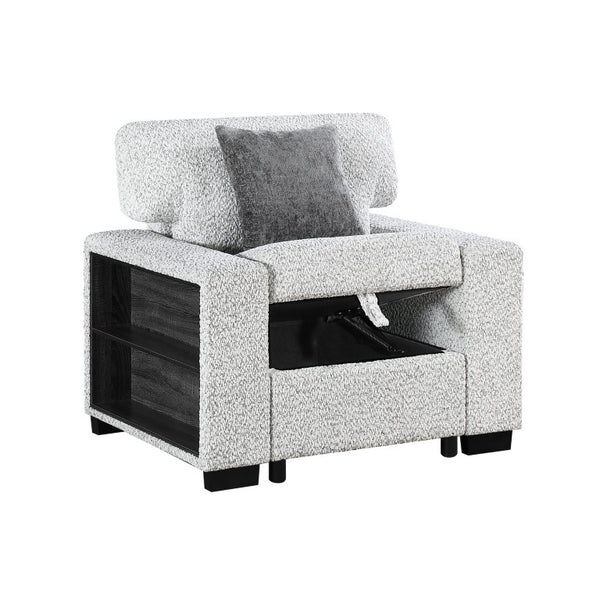 English Elm Prato Upholstered Accent Chair with Bookshelf Arms Hidden Storage and USB Port B009S02415