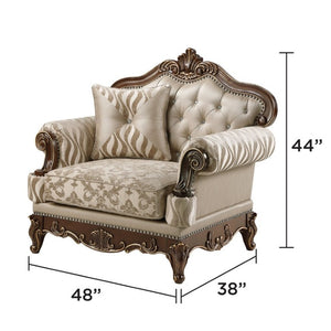 English Elm Lotus Traditional 3 Piece Sofa Loveseat and Chair Set with Gold Carved Detailing B009S02448