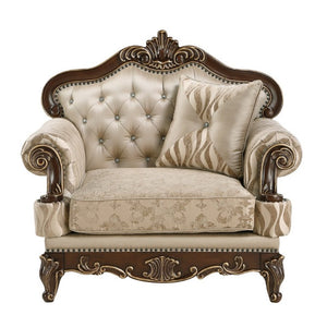 English Elm Lotus Traditional 3 Piece Sofa Loveseat and Chair Set with Gold Carved Detailing B009S02448