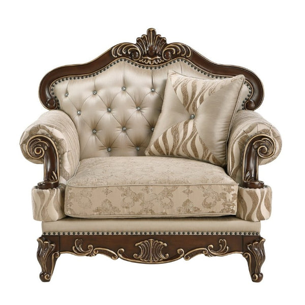 English Elm Lotus Traditional 3 Piece Sofa Loveseat and Chair Set with Gold Carved Detailing B009S02448