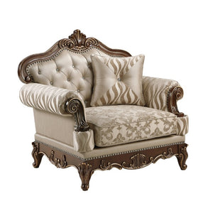 English Elm Lotus Traditional 3 Piece Sofa Loveseat and Chair Set with Gold Carved Detailing B009S02448