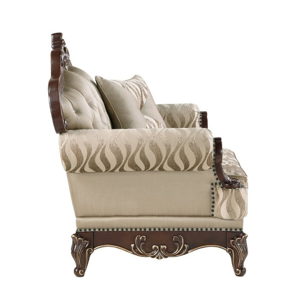 English Elm Lotus Traditional 3 Piece Sofa Loveseat and Chair Set with Gold Carved Detailing B009S02448
