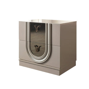 English Elm Lesli King 4 Piece Bedroom Set Upholstered LED Bed Mirrored Dresser Nightstand B009S02452