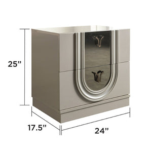 English Elm Lesli King 4 Piece Bedroom Set Upholstered LED Bed Mirrored Dresser Nightstand B009S02452