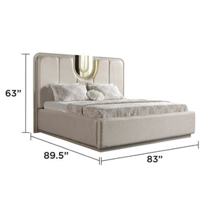 English Elm Lesli King 4 Piece Bedroom Set Upholstered LED Bed Mirrored Dresser Nightstand B009S02452