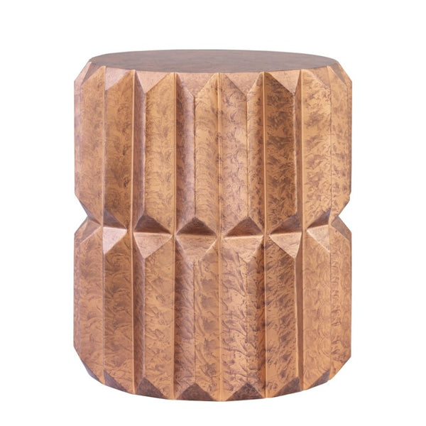 English Elm 321 Modern Aluminum Accent Table Set Geometric Faceted Panels Antique Copper Finish B009S02463