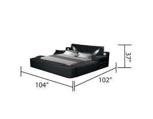 English Elm Zoya King Platform Bed Faux Leather with Massage Bluetooth Storage and Reading Lights Black B009S02472