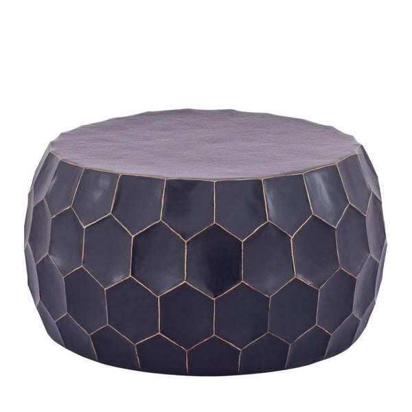 English Elm Ct101 Hand-Hammered Iron 2-Piece Table Set Matte Black Drum Silhouette Living Room B009S02479