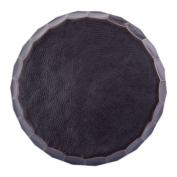 English Elm Ct101 Hand-Hammered Iron 2-Piece Table Set Matte Black Drum Silhouette Living Room B009S02479