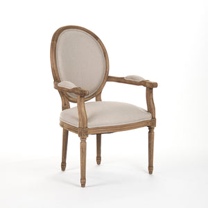 Medallion Arm Chair Natural Oak, Natural Linen B009 E255 A003 Zentique