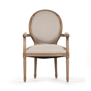 Medallion Arm Chair Natural Oak, Natural Linen B009 E255 A003 Zentique