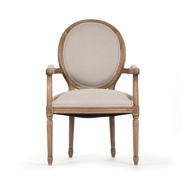 Medallion Arm Chair Natural Oak, Natural Linen B009 E255 A003 Zentique